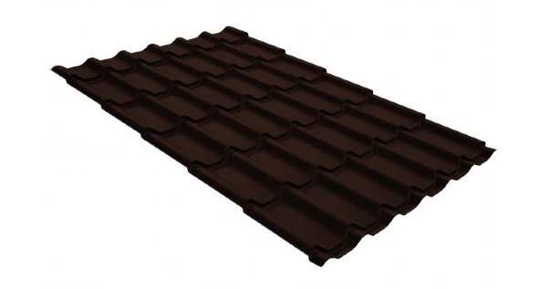 Металлочерепица классик GL 0,5 GreenCoat Pural RR 887 шоколадно-коричневый (RAL 8017 шоколад) купить в Екатеринбурге