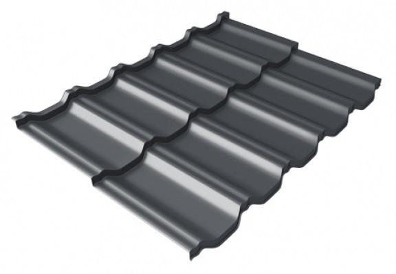 Металлочерепица модульная Квинта Uno Grand Line c 3D резом 0,5 Satin Мatt RAL 7024 мокрый асфальт купить в Екатеринбурге