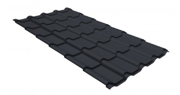 Металлочерепица камея GL 0,5 GreenCoat Pural RR 23 темно-серый (RAL 7024 мокрый асфальт) купить в Екатеринбурге