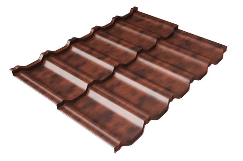 Металлочерепица модульная Квинта Uno Grand Line c 3D резом 0,45 Safari Twincolor Brown купить в Екатеринбурге
