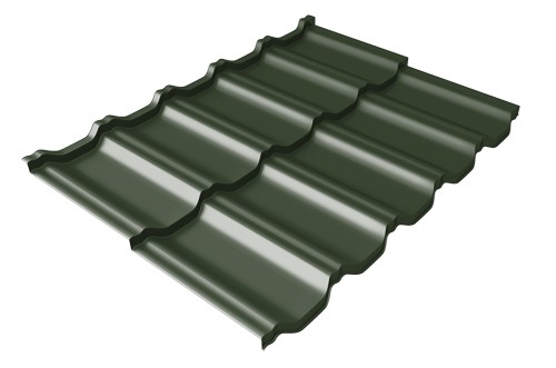 Металлочерепица модульная Квинта Uno Grand Line c 3D резом 0,5 GreenСoat Pural RR 11 темно-зеленый (RAL 6020 хромовая зелень) купить в Екатеринбурге