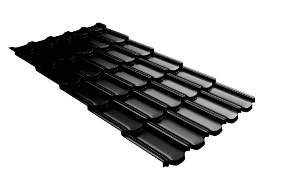 Металлочерепица квинта плюс с 3D резом 0,5 GreenСoat Pural Matt RR 33 черный (RAL 9005 черный) купить в Екатеринбурге
