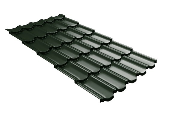 Металлочерепица квинта плюс с 3D резом 0,5 GreenСoat Pural RR 11 темно-зеленый (RAL 6020 хромовая зелень) купить в Екатеринбурге