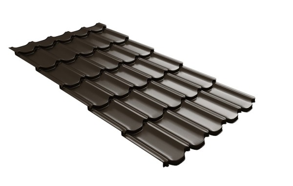Металлочерепица квинта плюс с 3D резом 0,5 GreenСoat Pural RR 32 темно-коричневый (RAL 8019 серо-коричневый) купить в Екатеринбурге