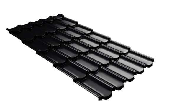 Металлочерепица квинта плюс с 3D резом 0,5 Quarzit lite RAL 9005 черный купить в Екатеринбурге