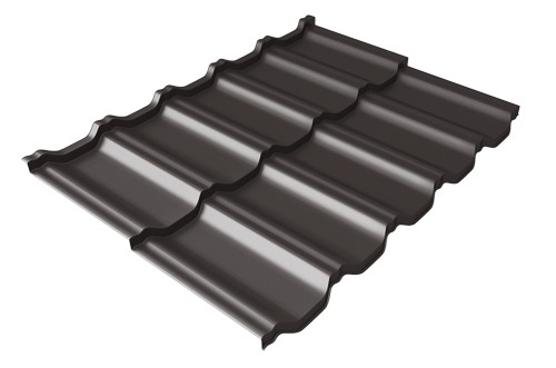 Металлочерепица модульная Квинта Uno Grand Line c 3D резом 0,5 Satin Мatt RR 32 темно-коричневый купить в Екатеринбурге