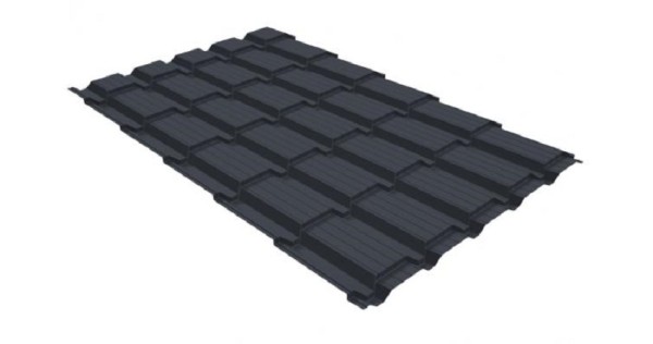 Металлочерепица GL квадро профи 0,5 GreenCoat Pural RR 23 темно-серый (RAL 7024) мокрый асфальт купить в Екатеринбурге