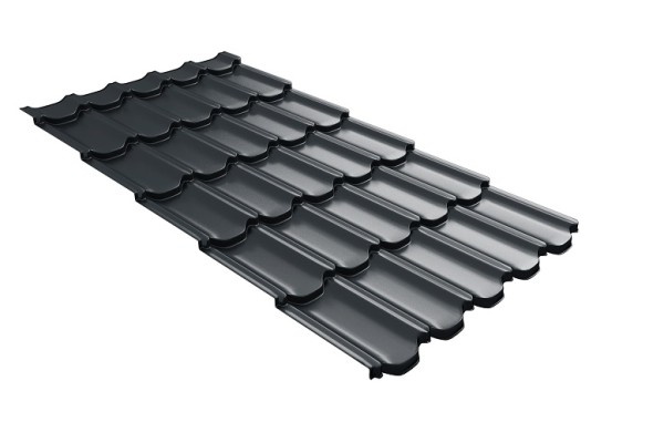 Металлочерепица квинта плюс с 3D резом 0,5 Satin RAL 7016 антрацитово-серый купить в Екатеринбурге