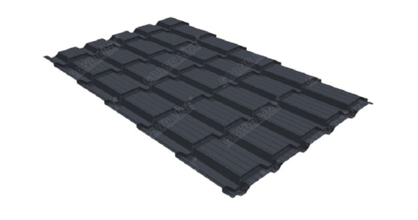 Металлочерепица GL квадро профи 0,5 Satin RAL 7024 мокрый асфальт купить в Екатеринбурге