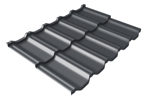 Металлочерепица модульная Квинта Uno Grand Line c 3D резом 0,5 Velur RAL 7024 мокрый асфальт купить в Екатеринбурге