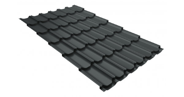 Металлочерепица квинта плюс 0,5 GreenCoat Pural Matt RR 23 темно-серый (RAL 7024 мокрый асфальт) купить в Екатеринбурге