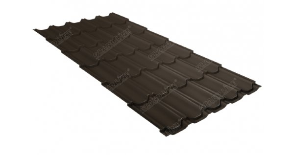 Металлочерепица квинта плюс 0,5 GreenCoat Pural Matt RR 32 темно-коричневый (RAL 8019 серо-коричневый) купить в Екатеринбурге